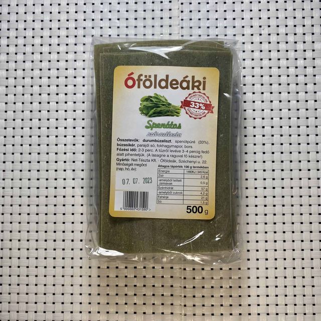 Spenótos durum lasagne tészta (500 g)
